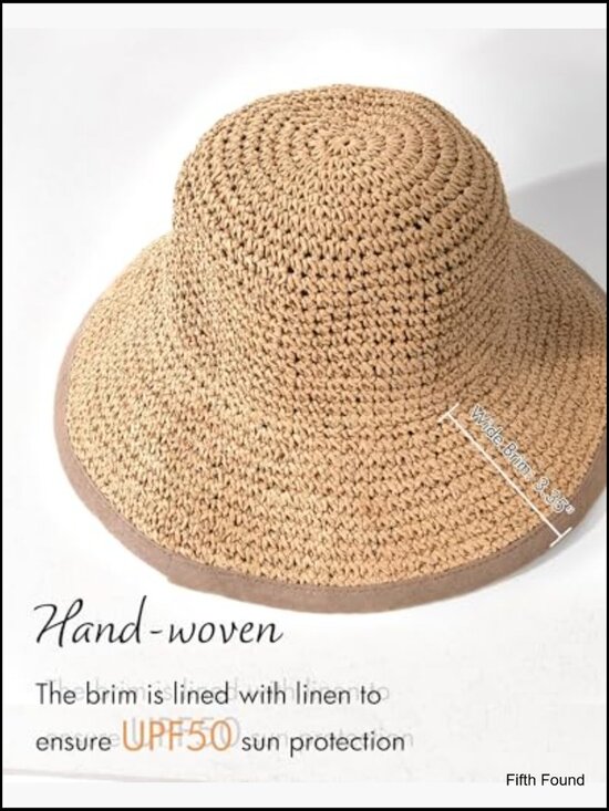 Summer Straw Sun Hat Wide Brim UPF 50 Foldable Travel Beach Hat main image 4